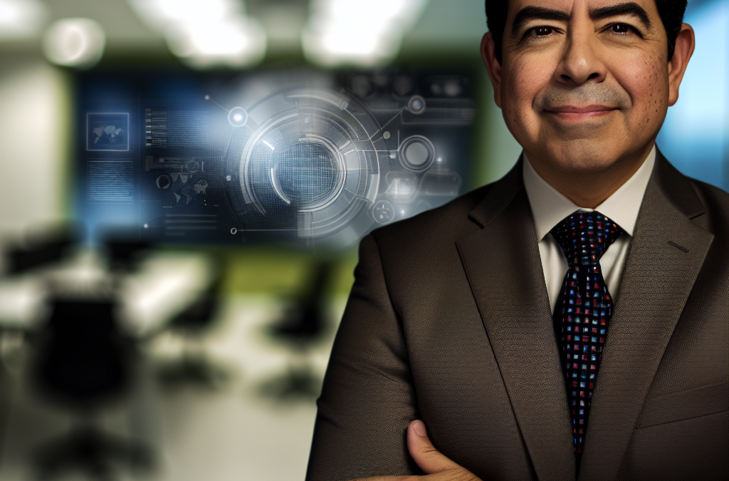 Businessman in a modern Northern Virginia office reflecting on AI and education initiatives